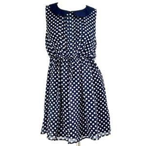 Innovation Blue Polka Dot Sleeveless Chiffon Dress